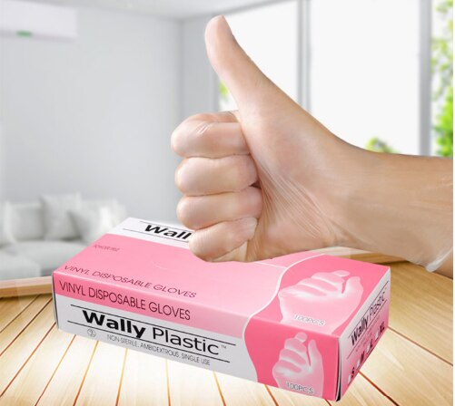Guantes de vinilo desechables de grado alimenticio, guantes de plástico antiestáticos para limpieza de alimentos, cocina, restaurante, accesorios de cocina, 100 Uds.: L