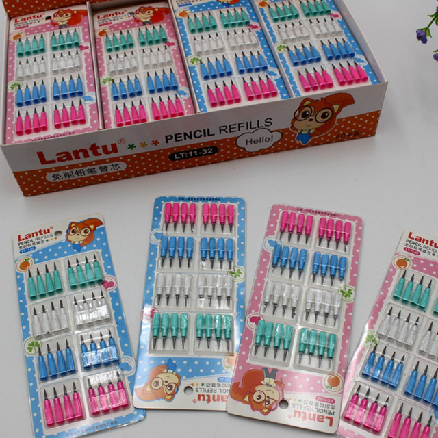 6 unids/set no-afilando el lápiz papelería lindo de dibujos animados lápiz de plástico estudiante de la Escuela de papelería de oficina: 1Pack Pencil Core