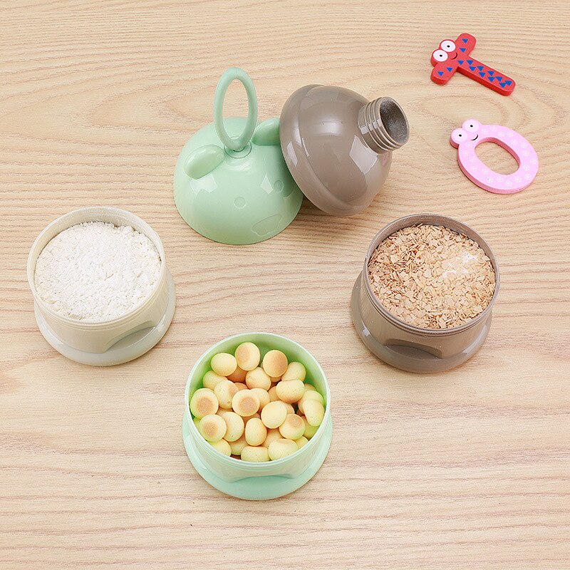 3 capas estilo Rana portátil de almacenamiento de alimentos para bebés cajas de leche en polvo de dibujos animados de cereales esenciales Toddle Kids fórmula contenedor de leche