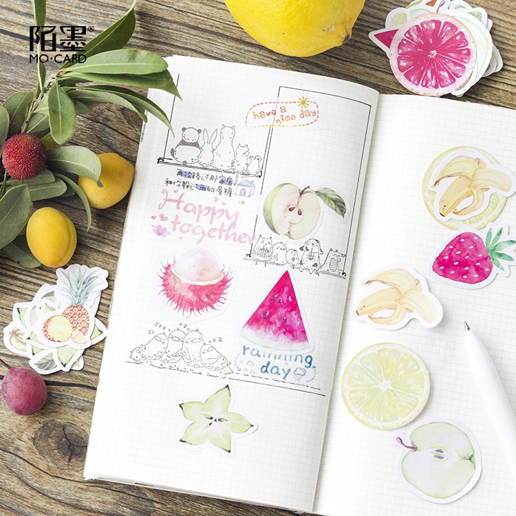 45 stk/pakning frisk frukt klistremerker mini papir dekorasjon klistremerker gjør selv dagbok scrapbooking planlegger etikett klistremerke kawaii skrivesaker