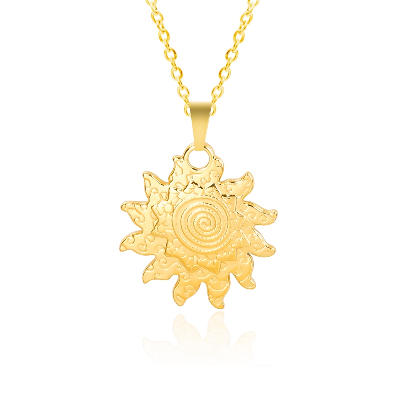 Colliers ronds avec pendentif soleil pour femmes et hommes, accessoires, bijoux d'espoir, collier en acier inoxydable, ras du cou Vintage, d'anniversaire