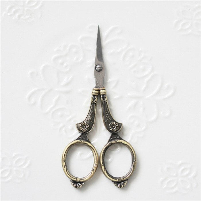 Retro Goud Zilver Gesneden Kruissteek Rvs Schaar Papier Handwerk Diy Stof Cutter Office Home Supply Tool: Retro Gold