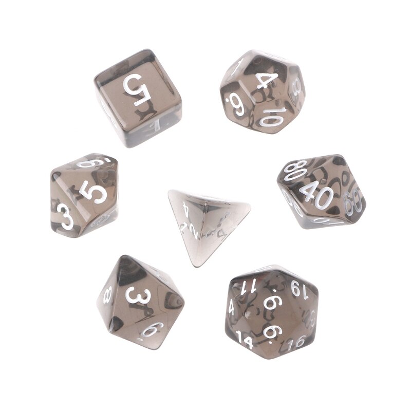Dadi da gioco poliedrici trasparenti da 7 pezzi per Dragon Pathfinder D20 D12 2xD10 D8 D6 D4 Drop Ship: Black
