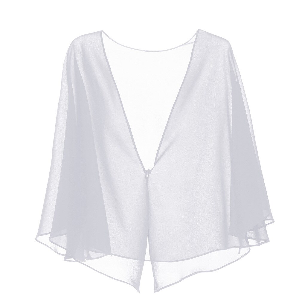 Vrouwen Chiffon Bolero Bridal Jacket Wedding Wraps Cape Avond Party Jurk Mantel Zomerjurk Uit Jas: WHITE