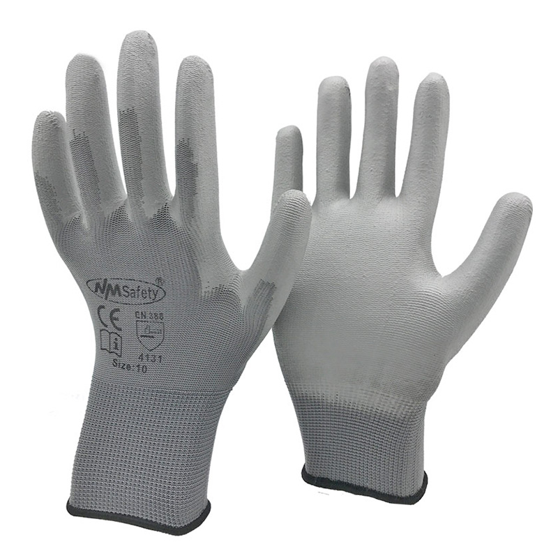 NMSAFETY 12 Paare/ 24 stücke Gestrickt Sicherheit Arbeit Handschuhe Bau Sicherheit Garten Gummi Industrie Arbeits Handschuhe: PU1350- BLK / M