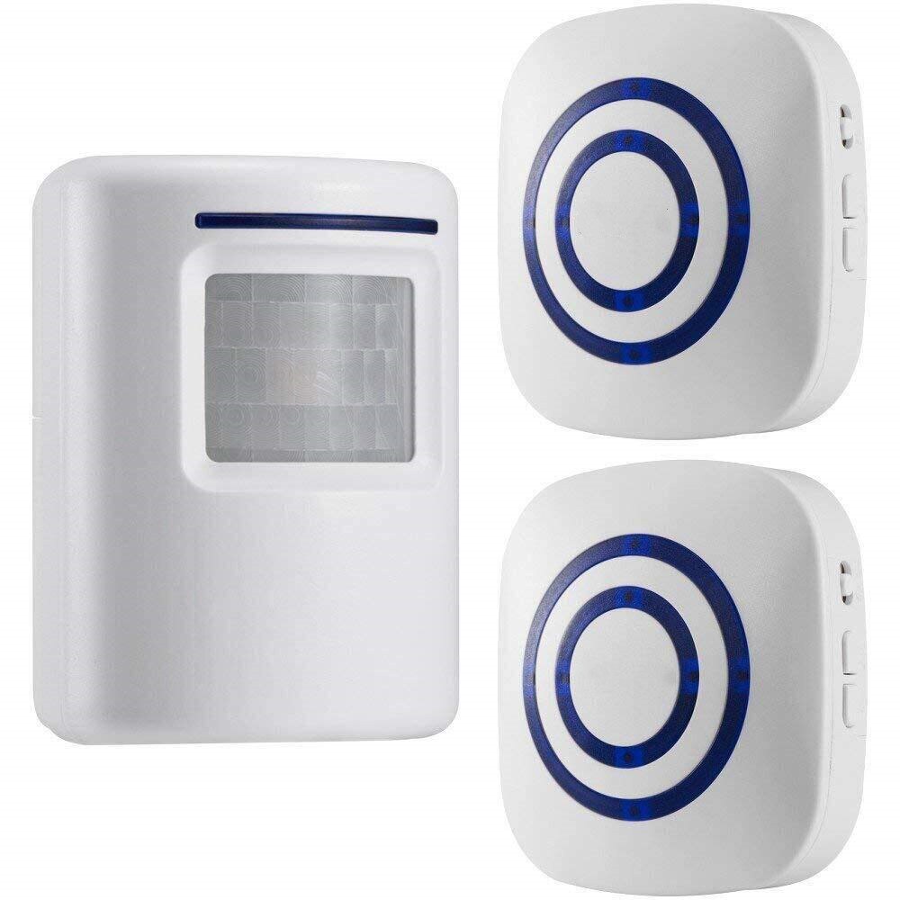 110V-240V Wireless Doorbell PIR Infrared Sensor Motion Detector Entry Door Bell Alarm w/ Receiver & Transmitter EU Plug: 1 Sensor 2 Receiver