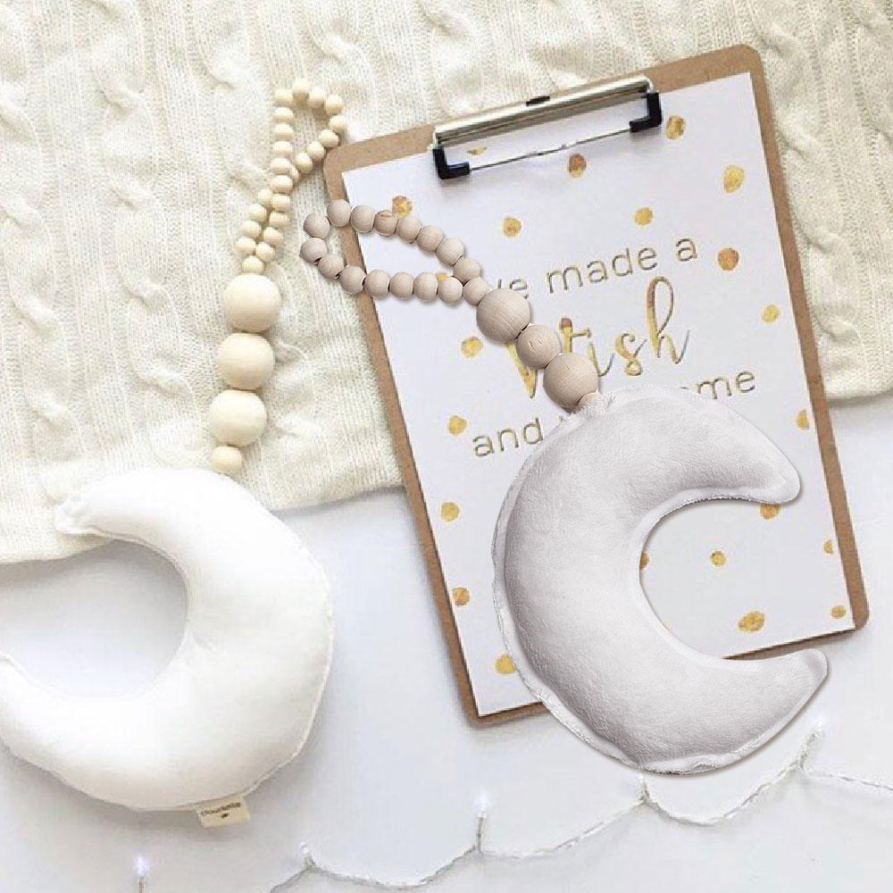 Baby nordic moon träpärlor dekoration leksaker barn sängrum spjälsäng tält dekor ornament nyfödda fotografi prop leksak
