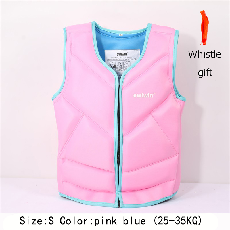 owlwin life jacket the fishing vest water jacket sports adult children life vest clothes swim skating ski rescue boats drifting: pink  blue (S )