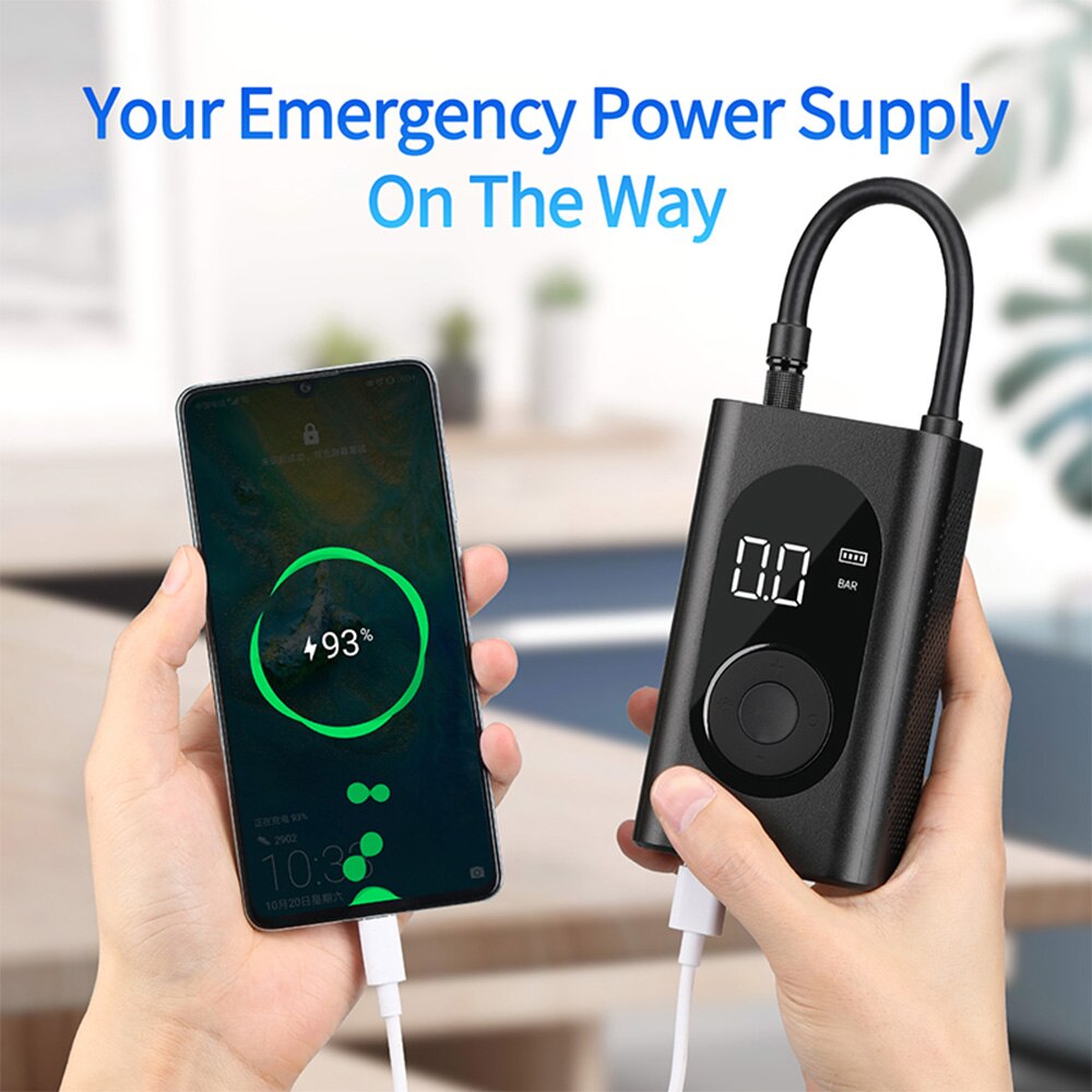 Wiederaufladbare autoluftpumpe mit 150 psi, tragbar, mit led-anzeige und digitaler reifendruckanzeige für fußball, auto, fahrrad und motorrad