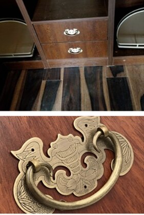 Zuiver Koper Ladehandvat Moderne Chinese Retro Messing Dubbele Gat Massief Houten Meubels Accessoires Kleine Haretro Antieke Deur