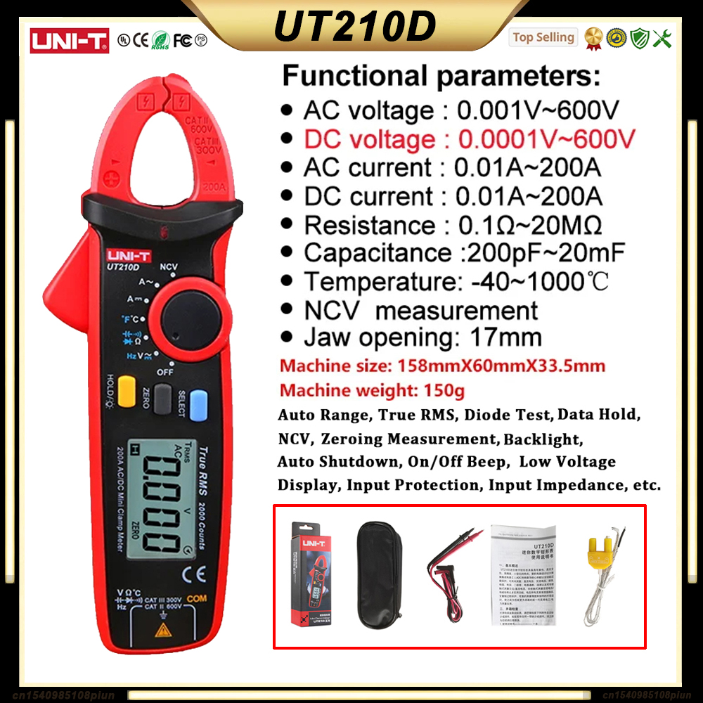 UNI T UT210E UT210D UT202A + UT204 PLUS Stroomtang Ampèremeter Digitale Elektricien Tool Elektrische Tester Multimeter