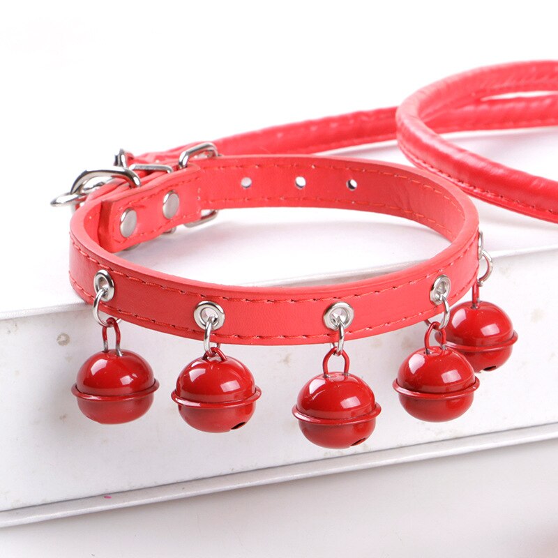PU Lederen Halsbanden lood Sets Met vele Bells Mode Stijl Kleine Schattige Huisdieren Gebruik Verstelbare