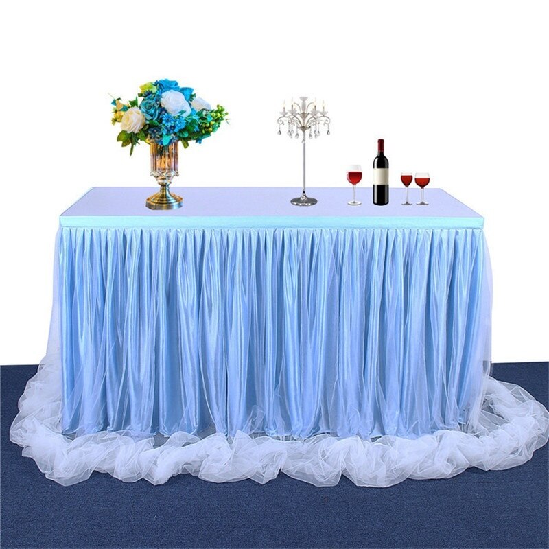 Bord nederdel bryllupsfest tutu tyl bordservice klud fødselsdag banket hjem indretning: Blå