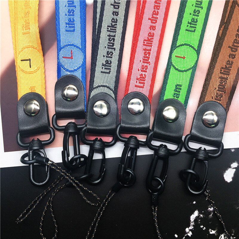 Mobile Phone Straps Time pattern Multi-function Lanyard for phones ID Card Pass Gym Keychain Lanyard Wrist Neck Strap for iphone