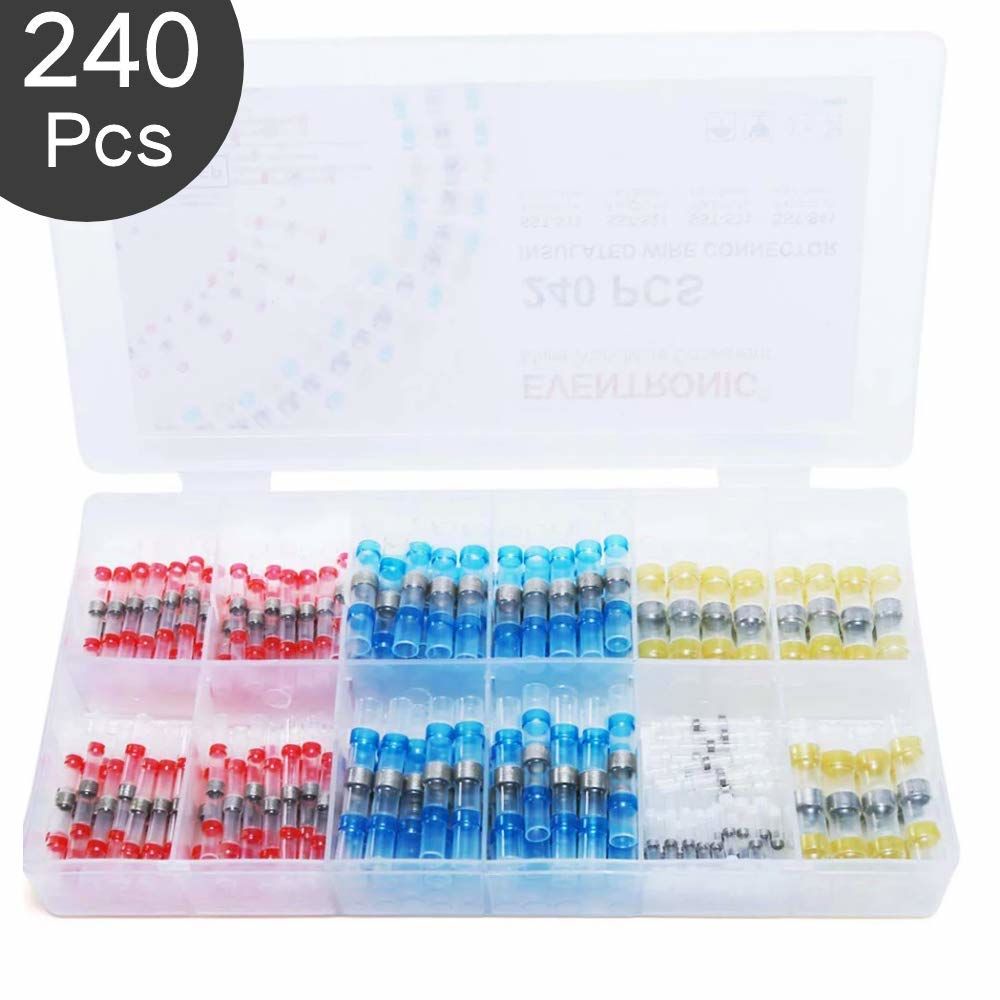 Connecteur de soudure, 4 tailles différentes, connecteur rétractable, connecteur de choc, connecteur de câble, 100 pièces à souder, 240 pièces à souder