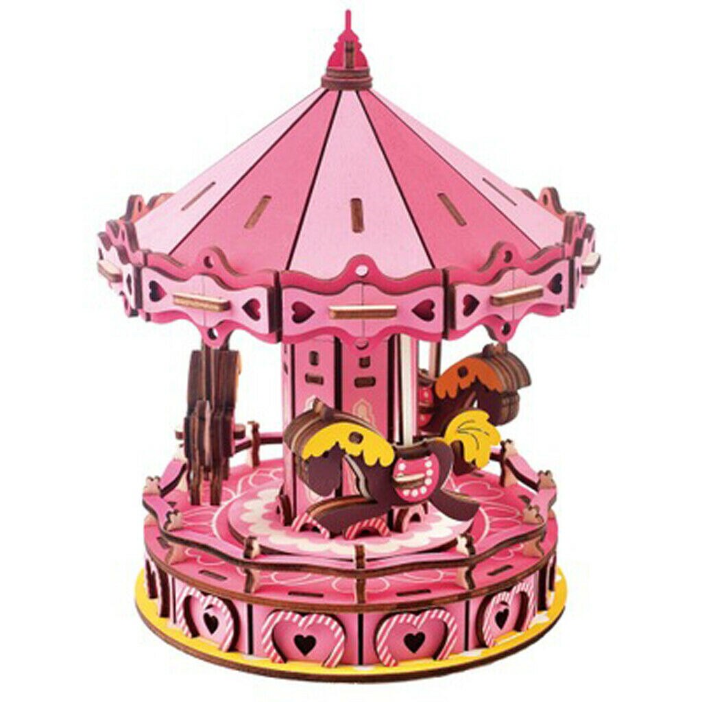 Houten Diy 3D Puzzels Jigsaws Model Van Reuzenrad Carrousel En Huis Miniatuur Kits Zelf Assemblage Speelgoed: B