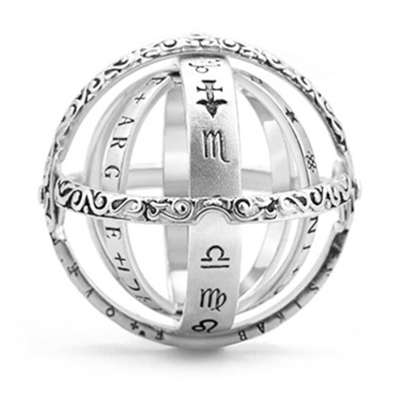 Npkds Creatieve Astronomische Bol Ringen Universe Complex Roterende Clamshell Paar Lover Vrouwen Ring Gouden Sieraden