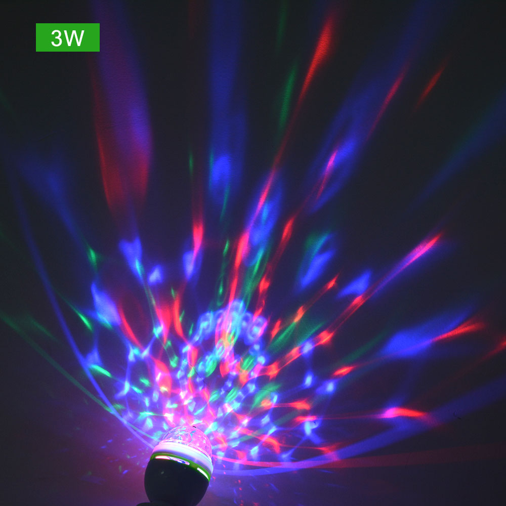 Farverig auto roterende scene disco lys  e27 3w 6w rgb ampul led lampe party pære til boligindretning belysning luces discoteca
