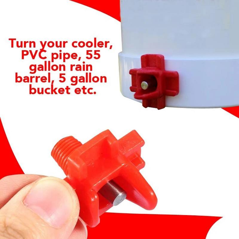 Kit 5 Abreuvoirs Automatiques Rouges Pour Poules - Polypropylène Anti-fuite - Pour Volailles Et Basse-cour - 7
