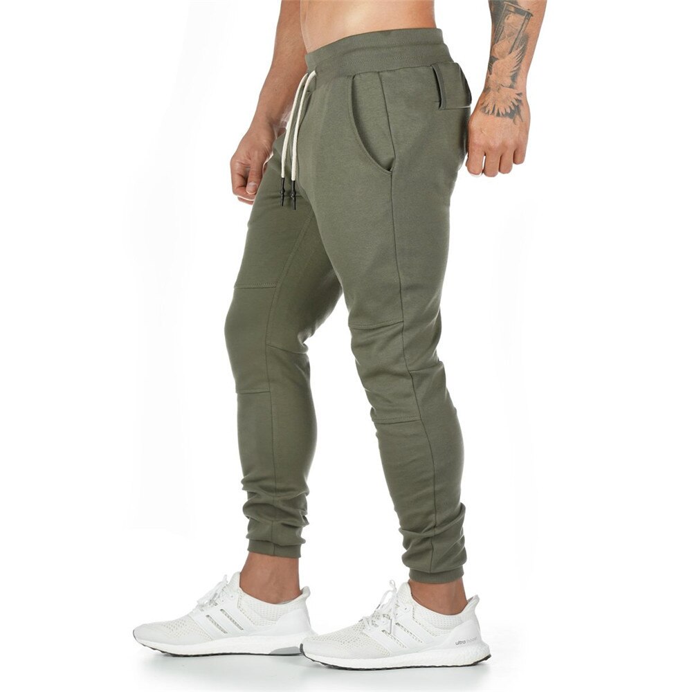 Joggingsbroeken heren casual effen ritsbroeken heren sportscholen fitness workout sportkleding broeken herfst katoenen trainingsbroeken: M / Legergroen