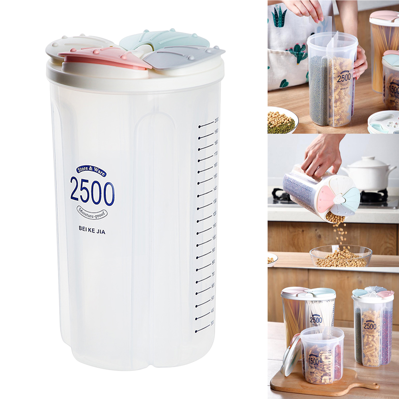 1pc Food Storage Containers - Cereal &amp; Dry Food Storage Containers for Sugar, Flour, Snack, Baking Supplies