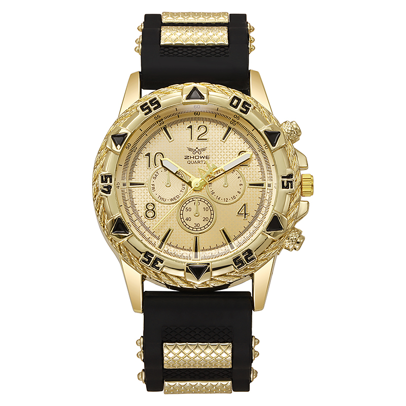 Sport Stil Silikon Herrenuhr lässig Armbanduhr: Gold