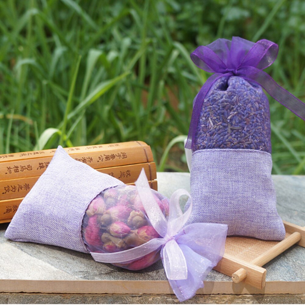 10pcs Solid Color Lavender Bags Empty Sachets Bag Fragrance Pouch for Relaxing Sleeping Deep Purple