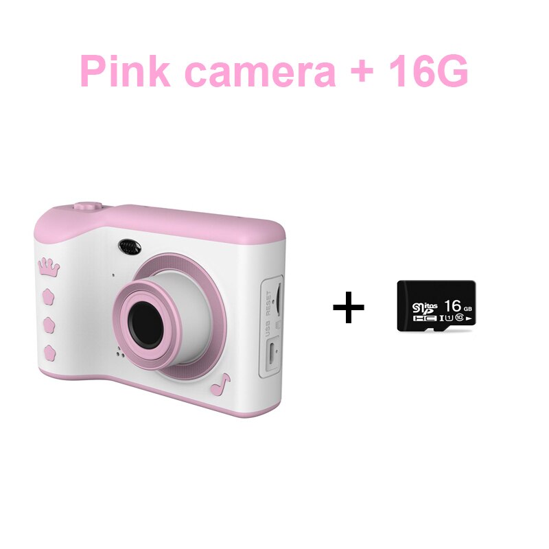 Kids Camera Mini Kinderen Draagbare Foto Video Digitale Camera 2.8in Full Hd Touch Screen Kind Camera Voor Kinderen 18MP Dual lens: Pink Camera 16G