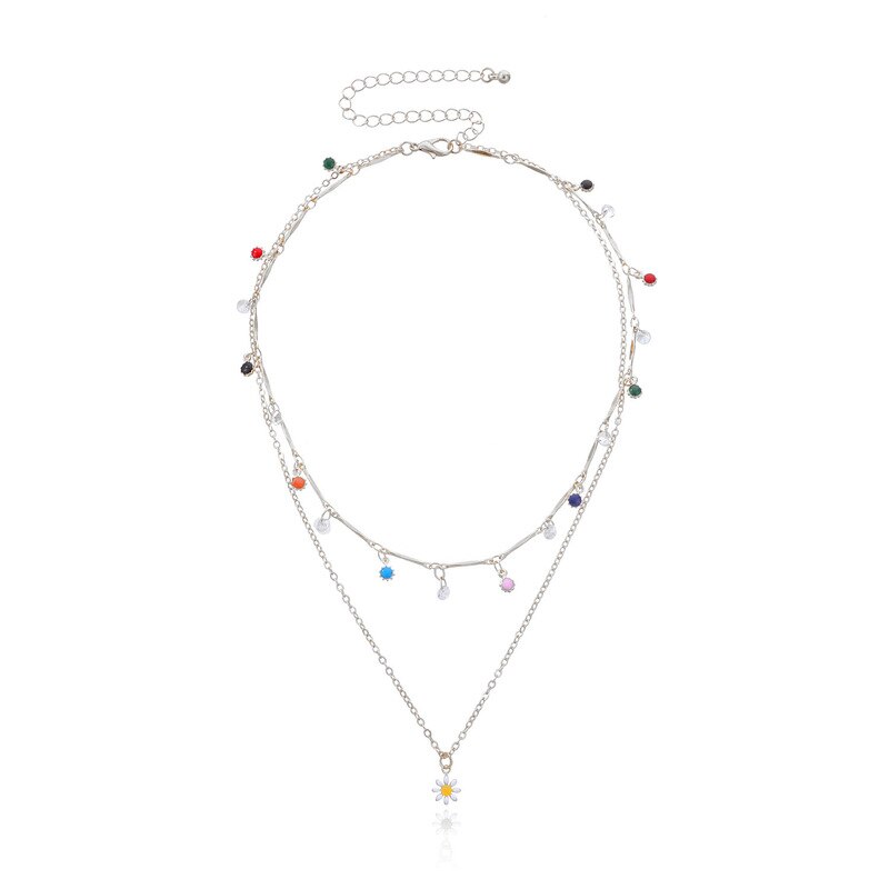 Nowe koreańskie piękne kwiaty Daisy kolorowe zroszony urok komunikat krótki Choker naszyjnik dla kobiet biżuteria wakacje: SP1369-3-2