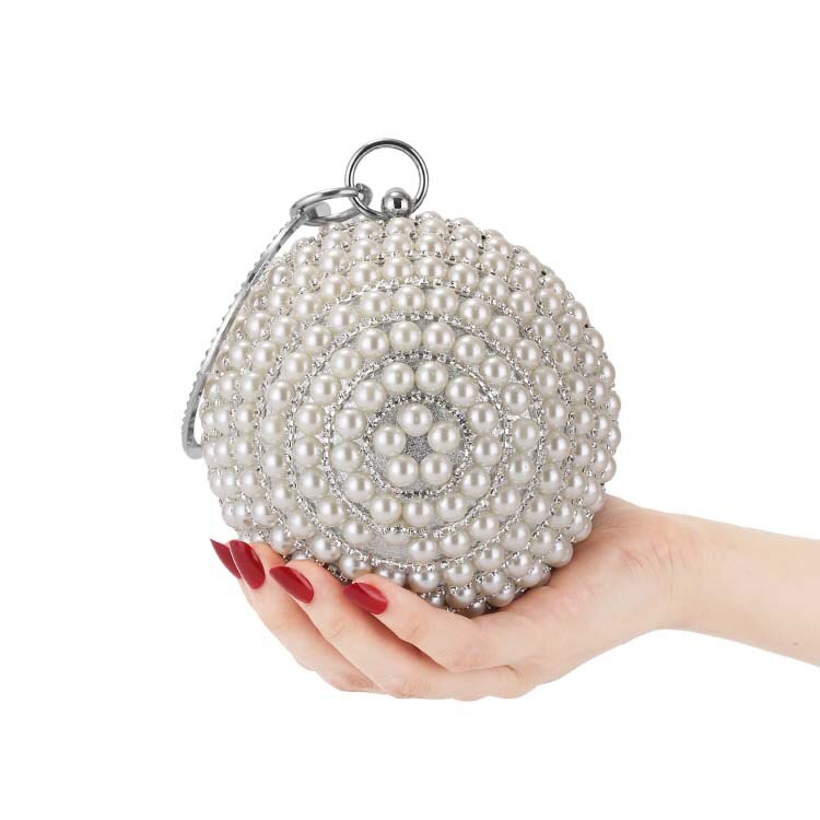 Europese en amerikaanse dinertas handgemaakte parel kleine bal set met diamant cirkel armband water diamant parel tas draagbare fas
