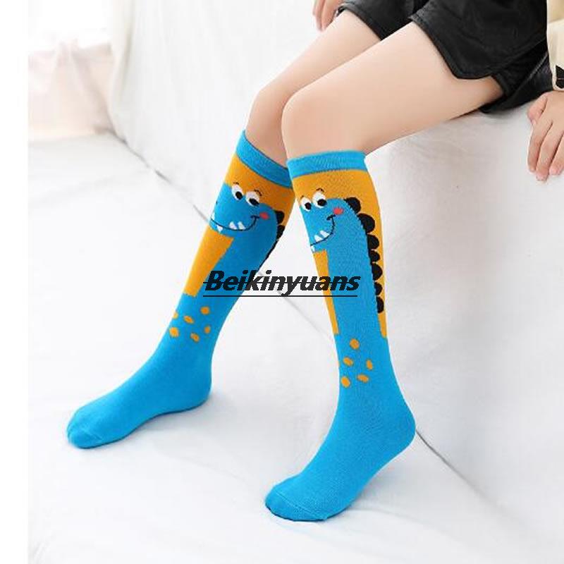 Calcetines largos con dibujos de dinosaurios para niños, medias rectas, sin rodilla