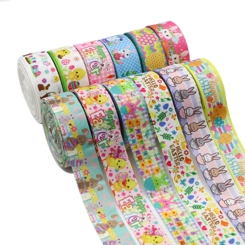 10 Yards 1'' 22MM Easter Printed Grosgrain Ribbons For Hair Bows DIY Handmade Materials Y2020122601