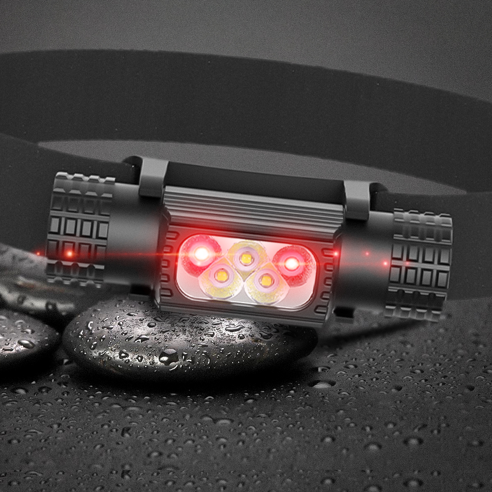 Led mini pandelampe højtydende hvid rød hukommelsesforlygte 18650 genopladelige usb type-c lommelygte camping jagt lommelygte