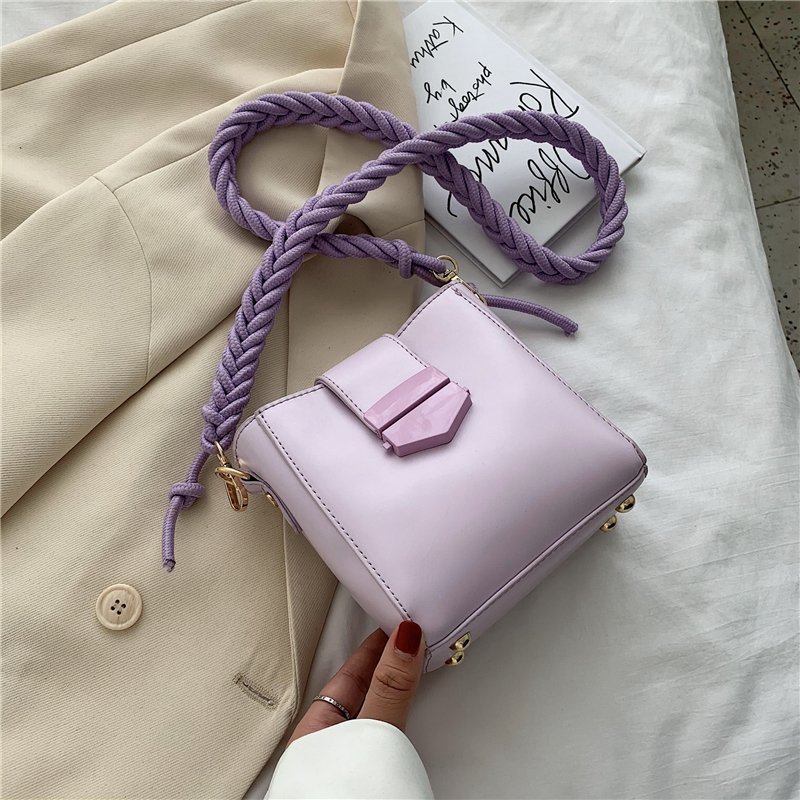 Corda di canapa della cinghia di spalla di Cuoio dell'UNITÀ di elaborazione sacco A principale Femme viola Borsa con Tracolla per Le Donne 2020 di proprietà Piccola Spalla Borse Femminile: VIOLA