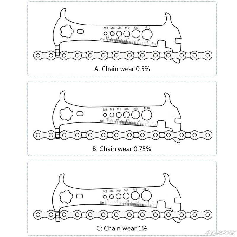 Bicycle Chain Checker Portable Chain Wear Indicator Bike Chain Gauge Tool Wear Gauge Calipers D02 20