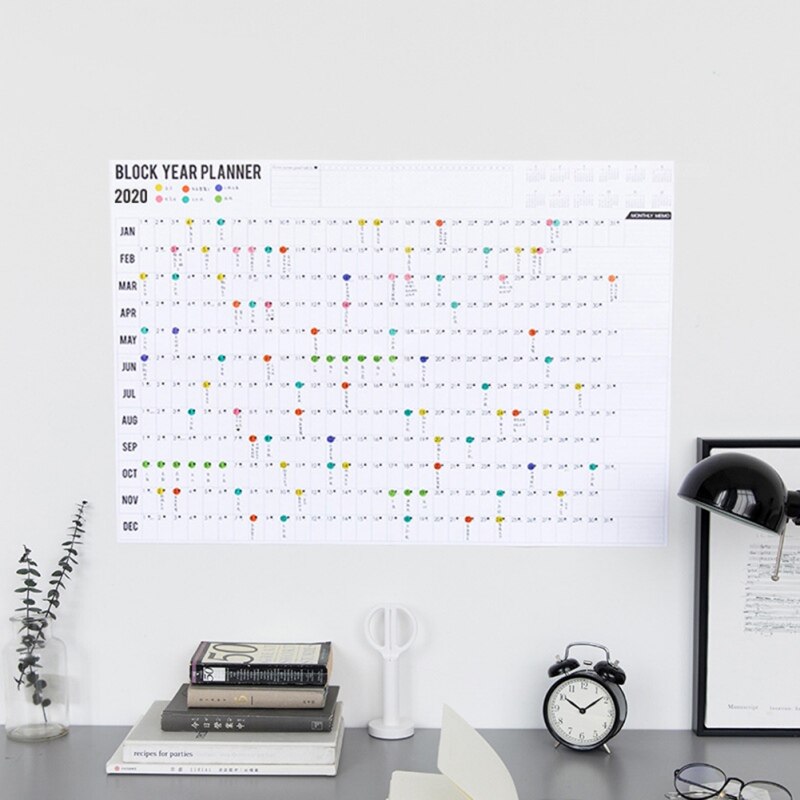 Jaar Planner Dagelijkse Plan Papier Muur Kalender Met 2 Vel Mark Stickers Voor Office School Thuis