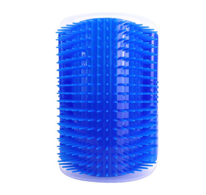 Zelftrimmer voor katten, borstel, verzorgingsproducten voor huisdieren, ontharingskam voor katten, hondenhaar, trimmen, massagehoekapparaat voor katten: Blauw