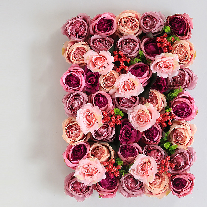 yumai 40*60 cm Roses Petal Artificial Flower Block Wedding Backdrop Wall Hanging Decoration Peony Head Tile Rose Flowers Panel