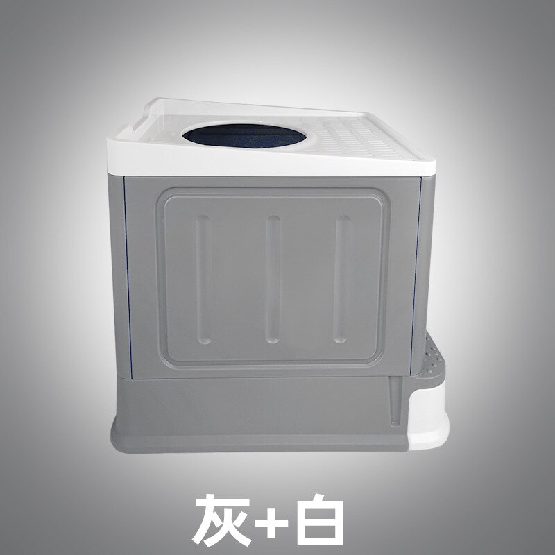 VOW Enclosed Cat Sand Basin In Drawer Cat Litter Box Type Cat Toilet Supplies Folding Splash Large Cat Feces Basin: grey