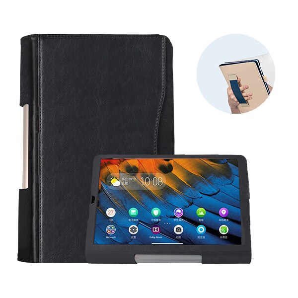Læderetui til lenovo yoga tab 5 yt-x705f 10.1 tablet cover cover til smart yoga tab 5 yt -x705m / l/x handstrap funda: Sort