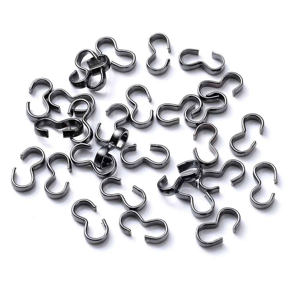 100 unids/lote de conectores de cierre de Metal, hebillas de parada chapadas en oro y plata para la fabricación de joyas DIY, pulsera, collar, accesorios de 4x8mm: gun black