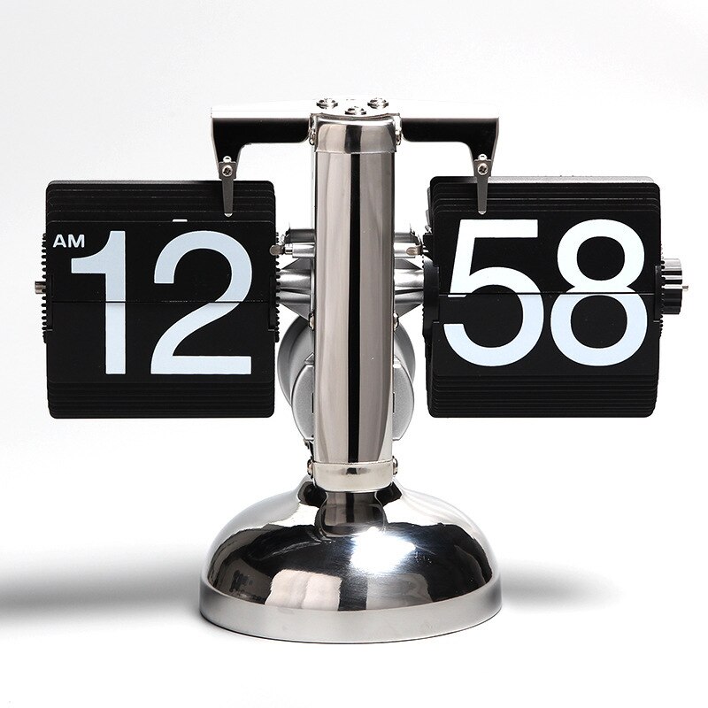 Ure lille retro flip ur rustfrit stål flip flip intern gear drift sten yingzhong personlighed kunst ur  lb32812: En sort