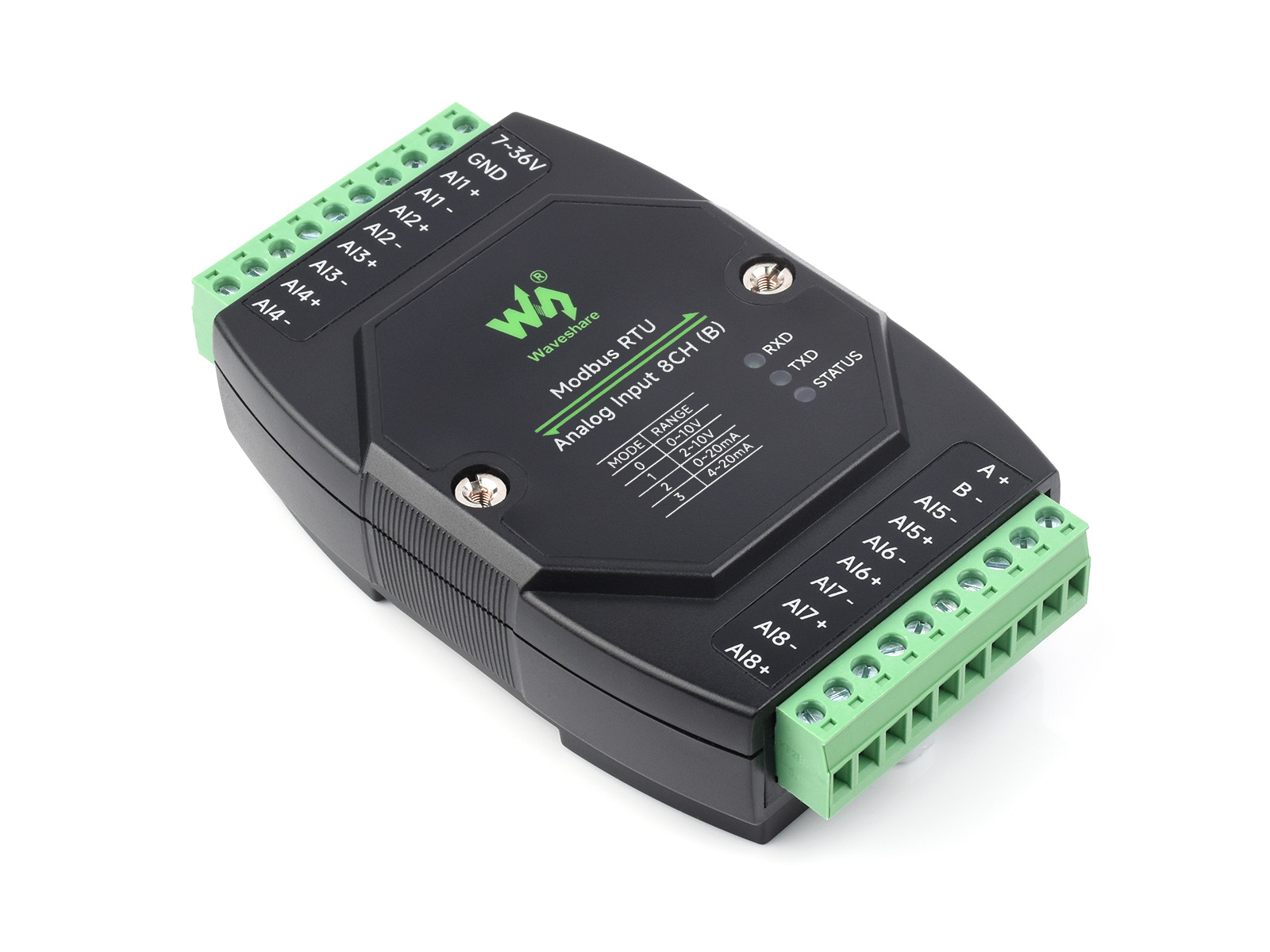 Waveshare Industrial Modbus RTU entrée analogique 8CH, Modbus RTU, haute précision 12 bits, prend en charge l'acquisition de tension et de courant