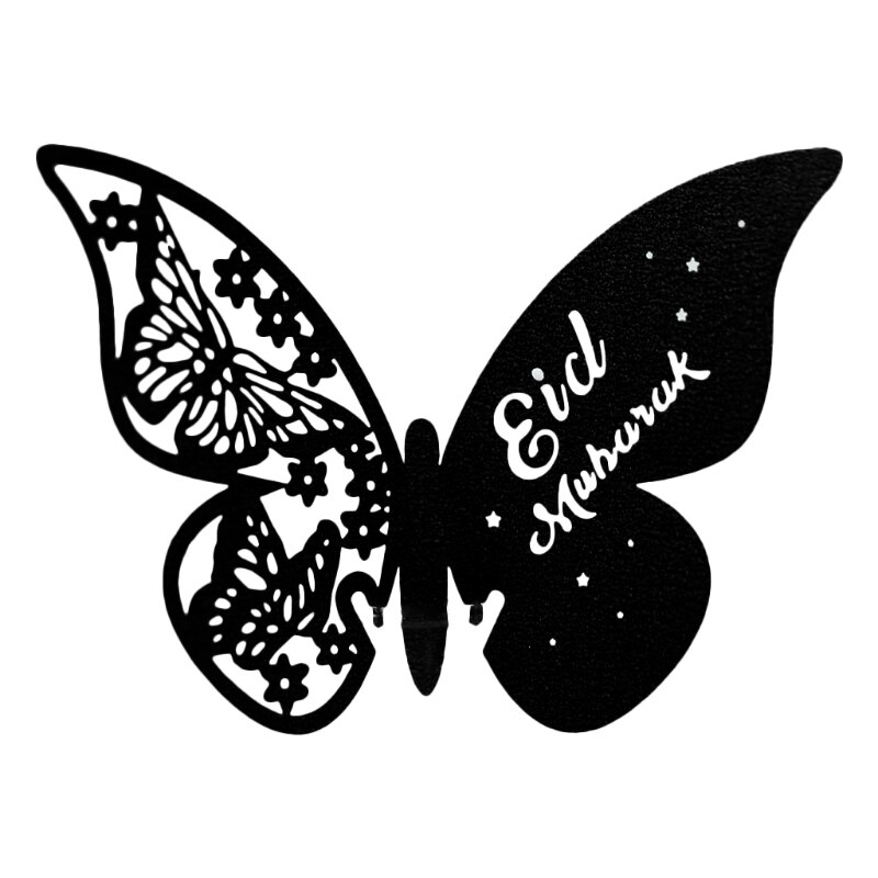 100Pcs 3D Vlinder Nummer Naam Papier Plaats Kaarten Wine Glass Cup Card Eid Mubarak Ramadan Wedding Party Decoratie: BK