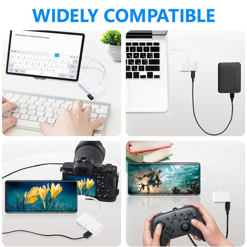 Czytnik kart SD TF 3 w 1 dla Apple iPhone 14 12 13 11 Pro Max XR XS USB C konwerter kamery dla iPada Android Laptop Adapter OTG