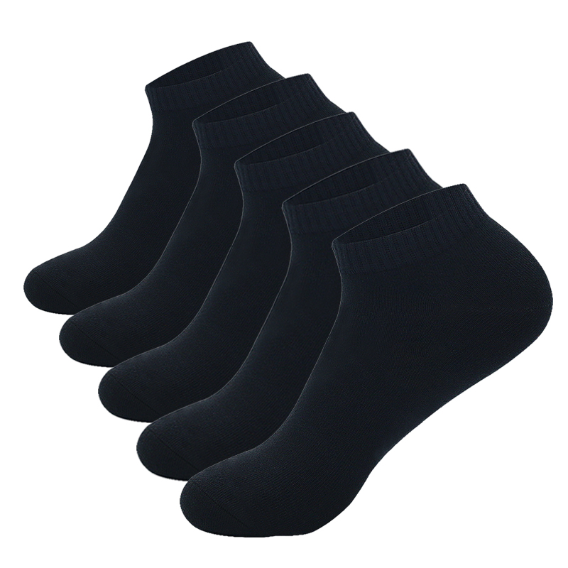 5 Paar Low Cut Heren Sokken - Ademend Katoen Enkelsokken - Zakelijk Sport Casual: S / Zwart