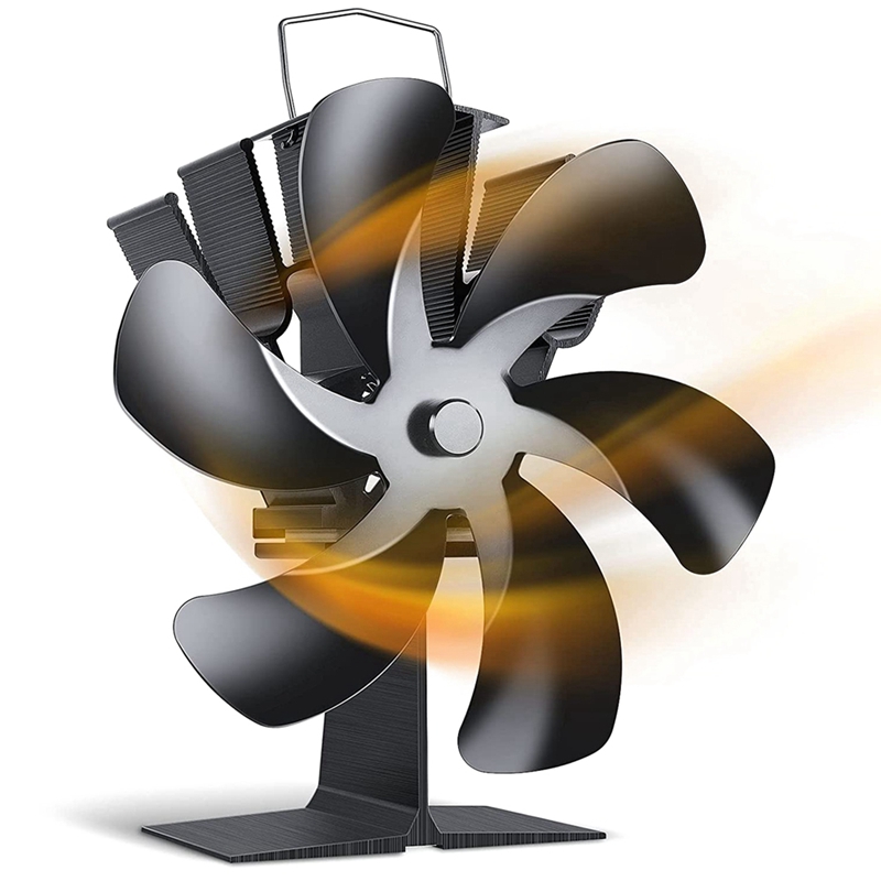 Wentylator robić pieca na drewno, 6 ostrzy wentylator zasilany ciepłem z termometrem, wentylatory piecowe nieelektryczne robić palnika/cichego silnika: Default Title