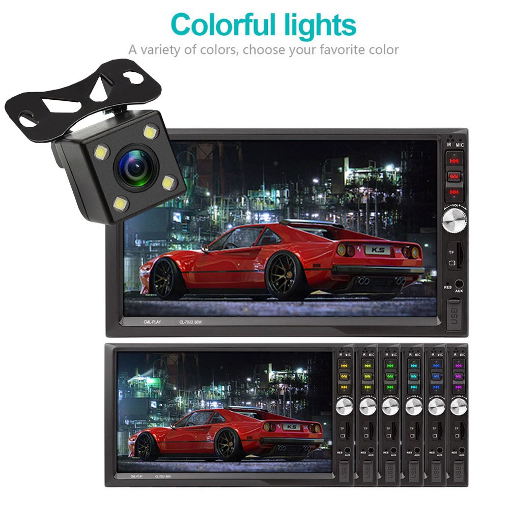 Polar Lander-Radio FM con pantalla táctil de 7 "para coche, reproductor multimedia de Audio MP5, vídeo, Bluetooth, 2DIN, 1024x600, 7022B