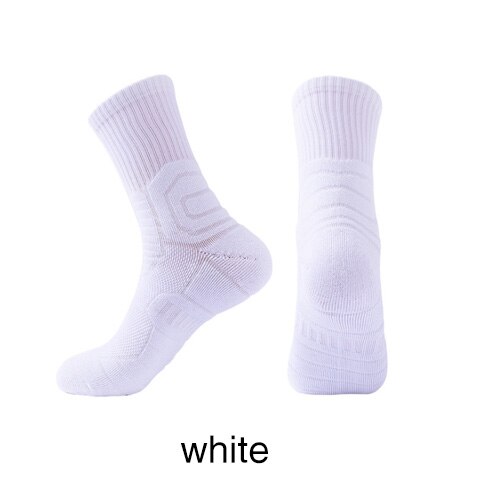 Outdoor Sport Cycling Socks Basketball Football Soccer Running Trekking Socks Calcetines Ciclismo Hombre Men Women: white