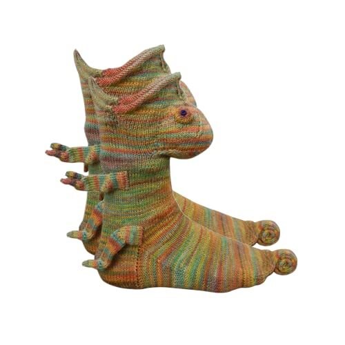 Christmas Shark Fish Chameleon Crocodile Knit Socks Cute Unisex Novelty Winter Warm Floor Sock For Men Women: Chameleon